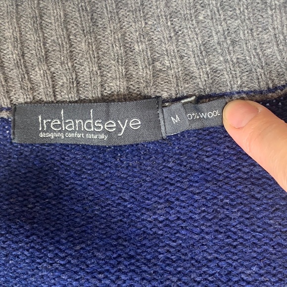 Irelandseye Dublin 100% Wool Blue Full Zip Cardigan - Picture 2 of 4